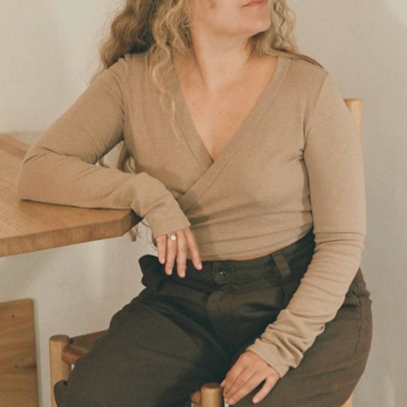 Ozma Dance Wrap Top in Tea - Picture 3 of 7